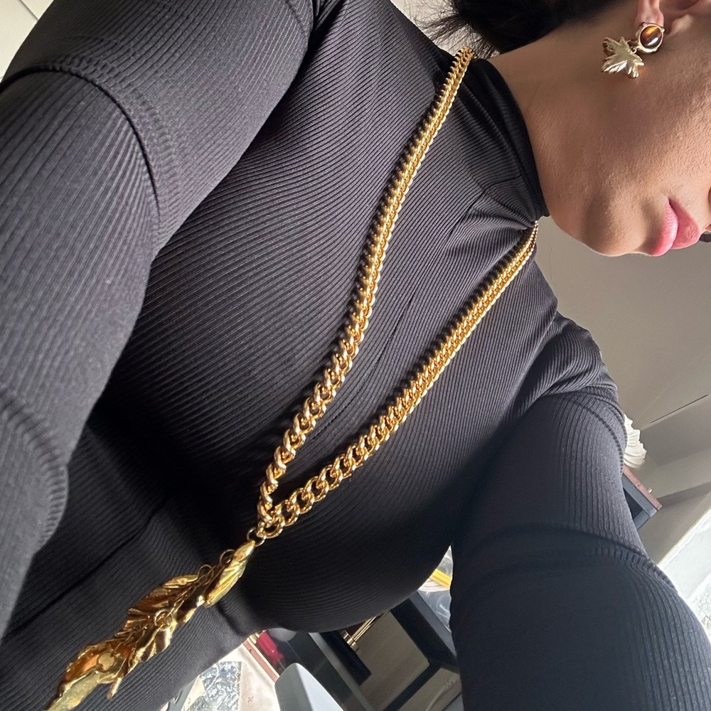 NE7 Vintage Escada gold leaf sautoir necklace - Picture 5 of 11